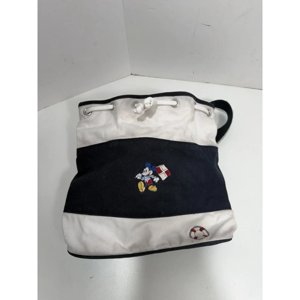 VINTAGE DISNEY STORE MICKEY‎ MOUSE NAUTICAL DRAWSTRING SLING BAG Backpack